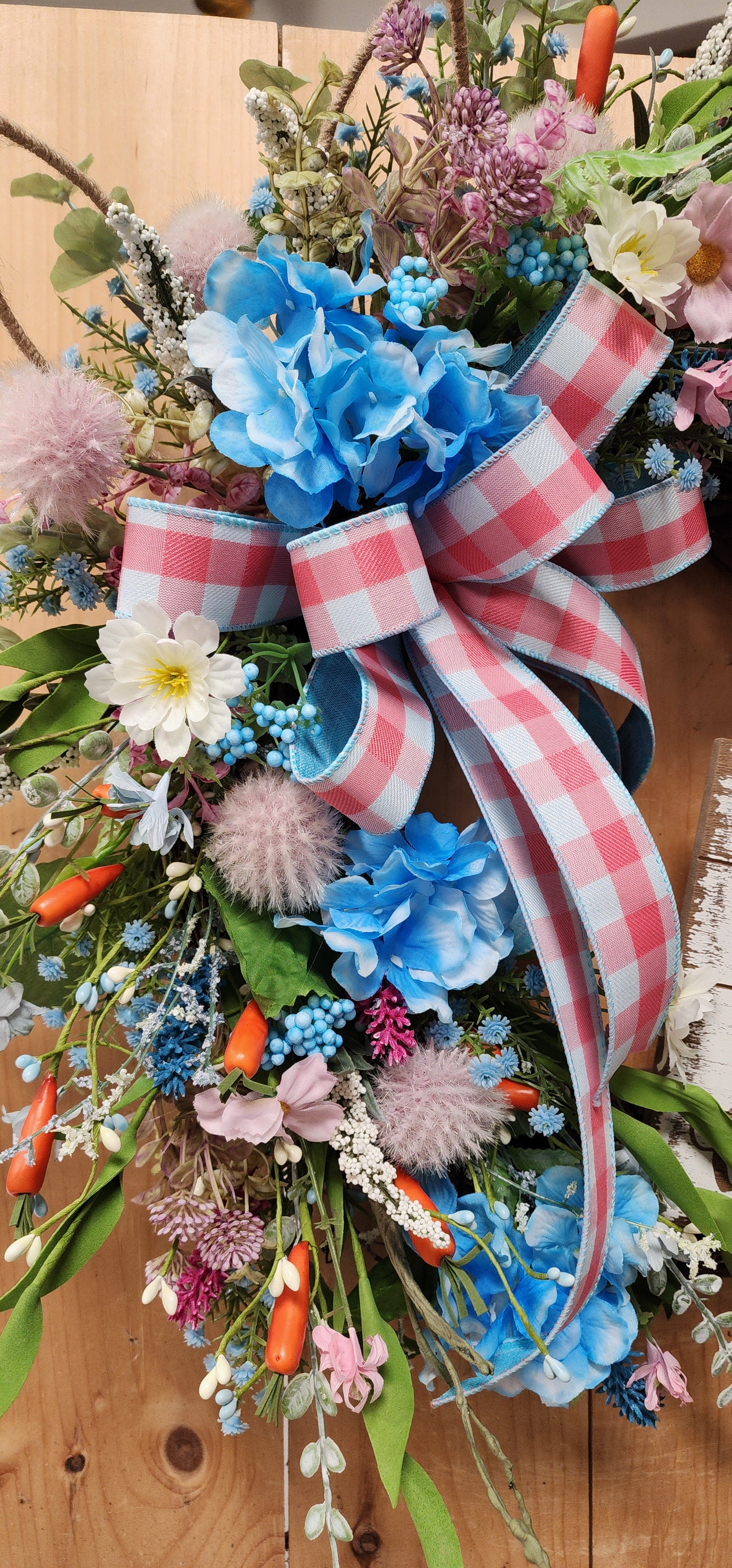 Pink and Blue Floral Easter Wreath