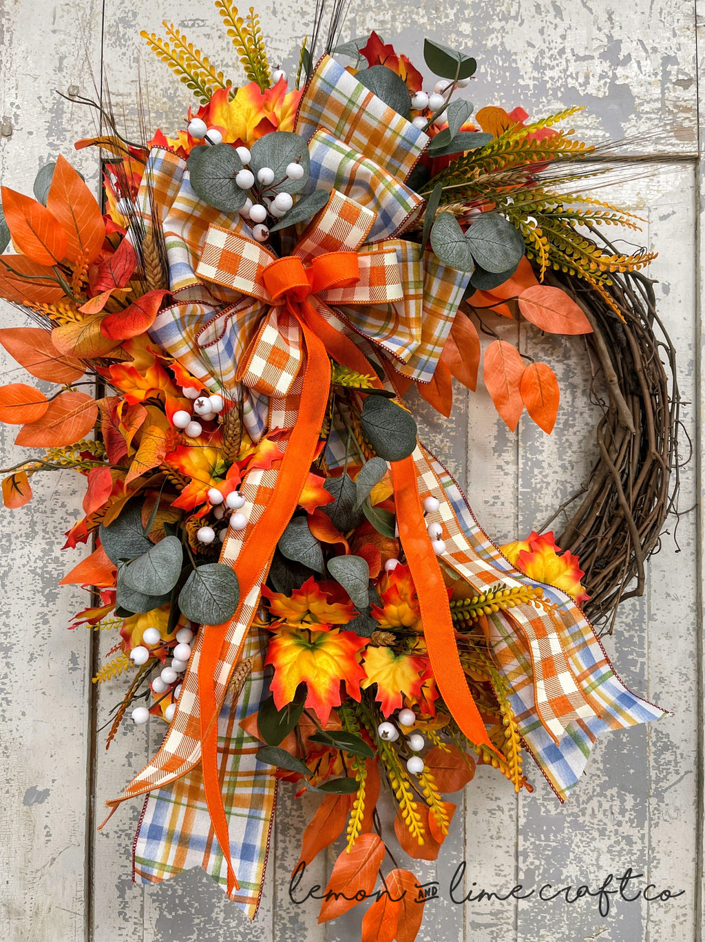 Autumn Orange Fall Grapevine Wreath