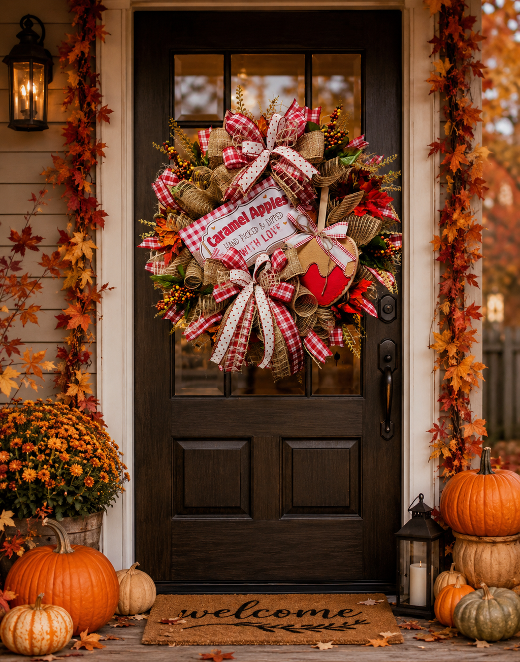 Caramel Apple Fall Mesh Wreath