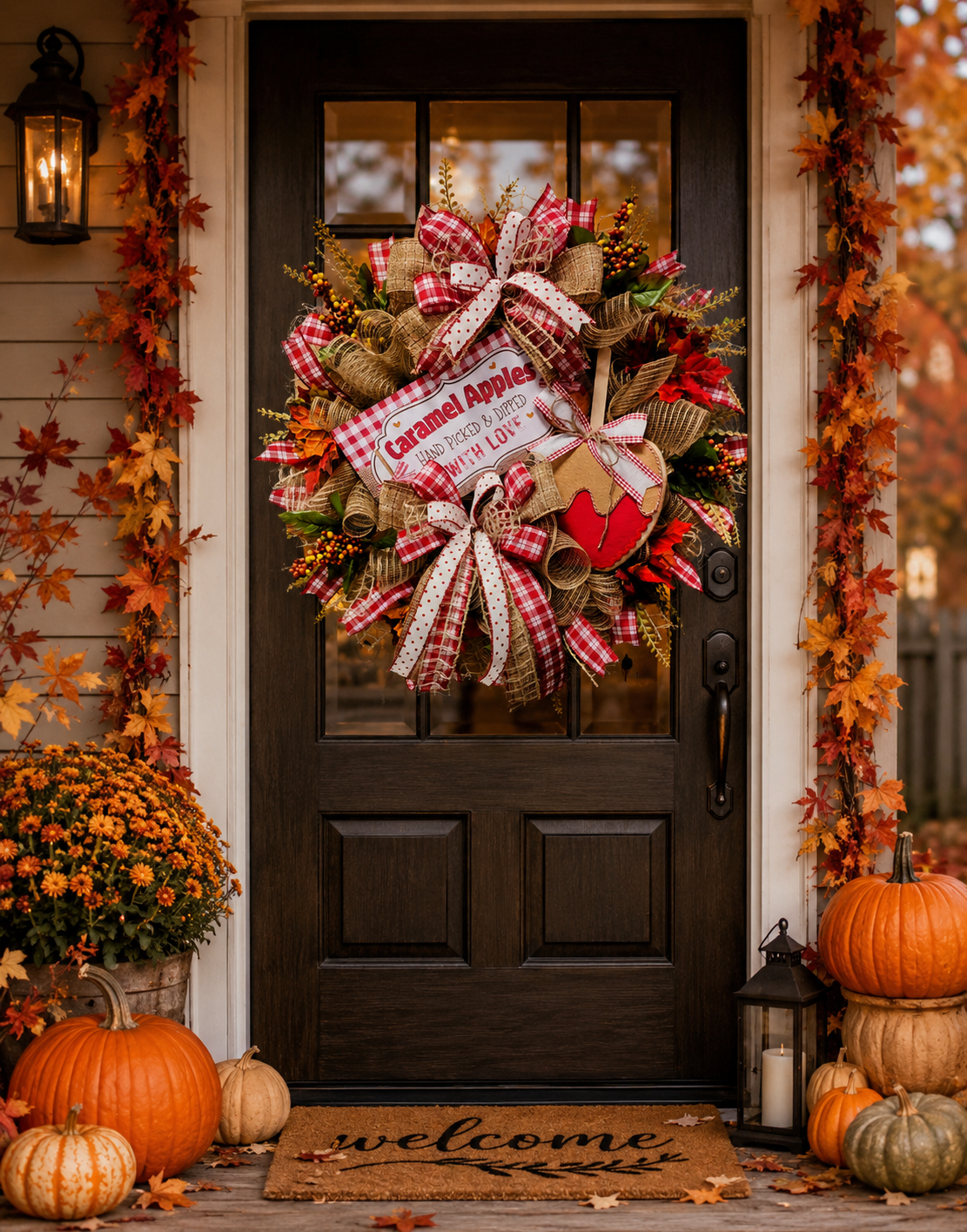 Caramel Apple Fall Mesh Wreath