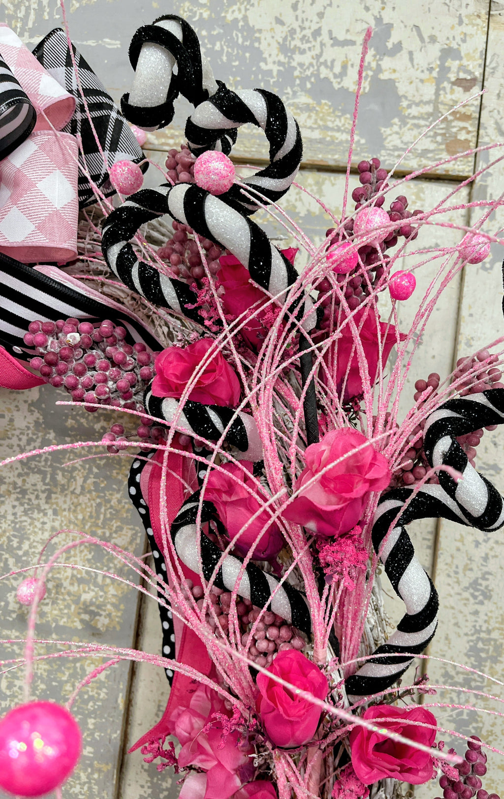 Pink Skeleton Halloween Wreath