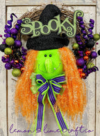 Green and Purple Halloween Witch Wreath