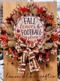 Fall Leaves & Football Please Mesh Wreath