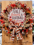 Fall Leaves & Football Please Mesh Wreath