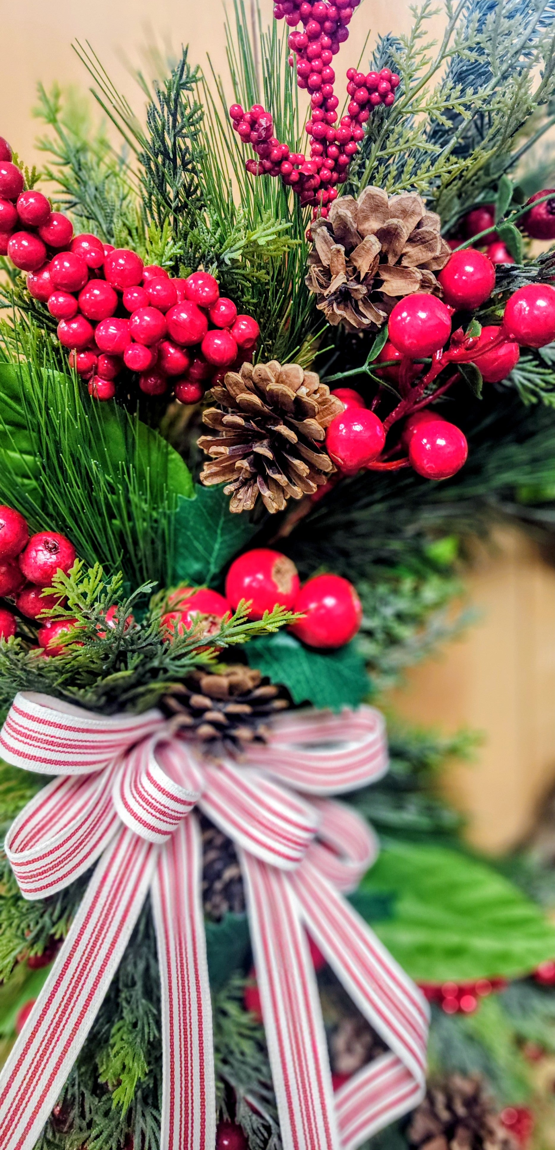 Red Berry Winter Farmhouse Grapevine Wreath
