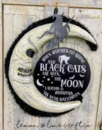 Witch’s Moon Black Cat Halloween Wreath