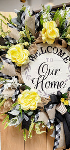 Neutral Yellow Rose Everyday Mesh Wreath