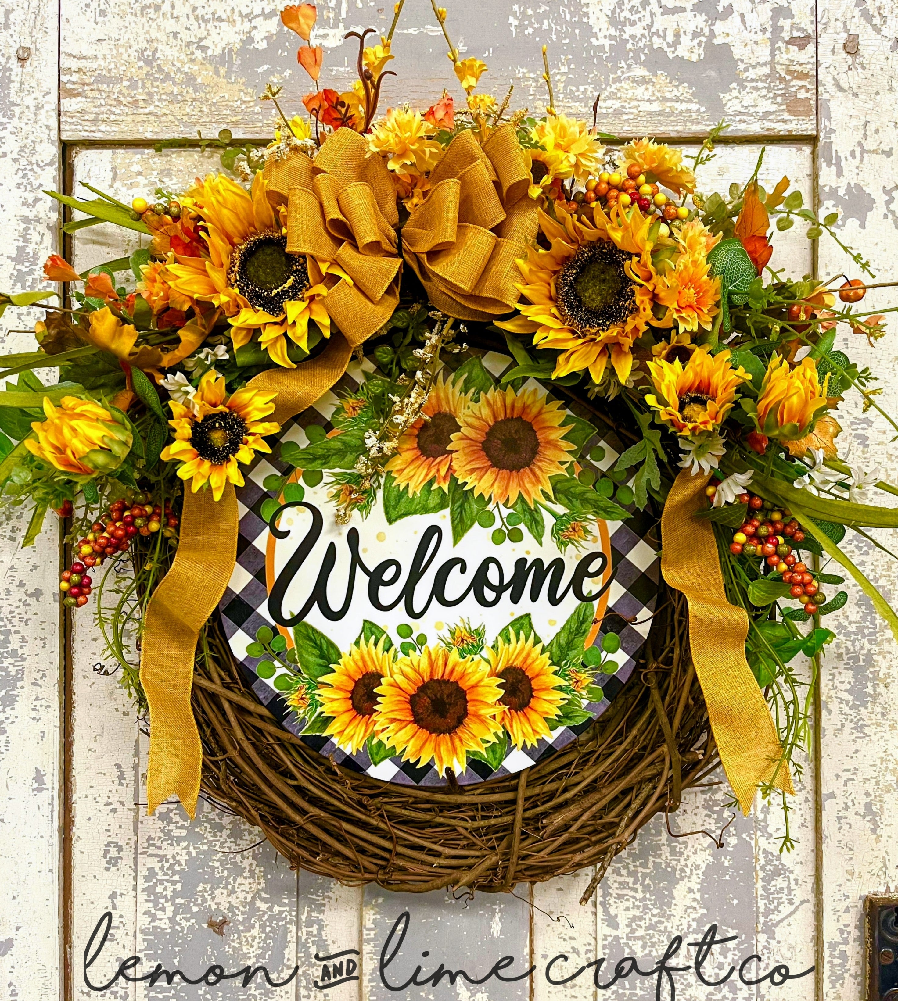 Sunflower Floral Grapevine Wreath