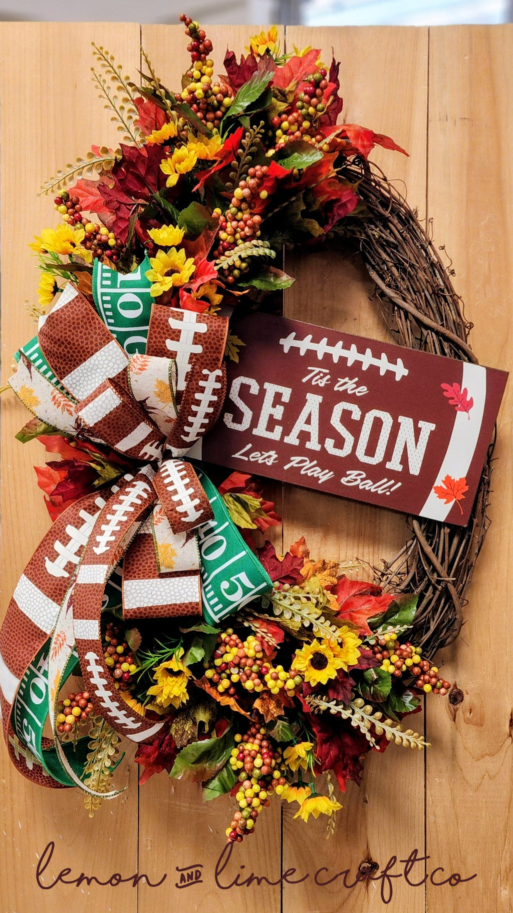 Football Season Fall Grapevine Wreath with Bow