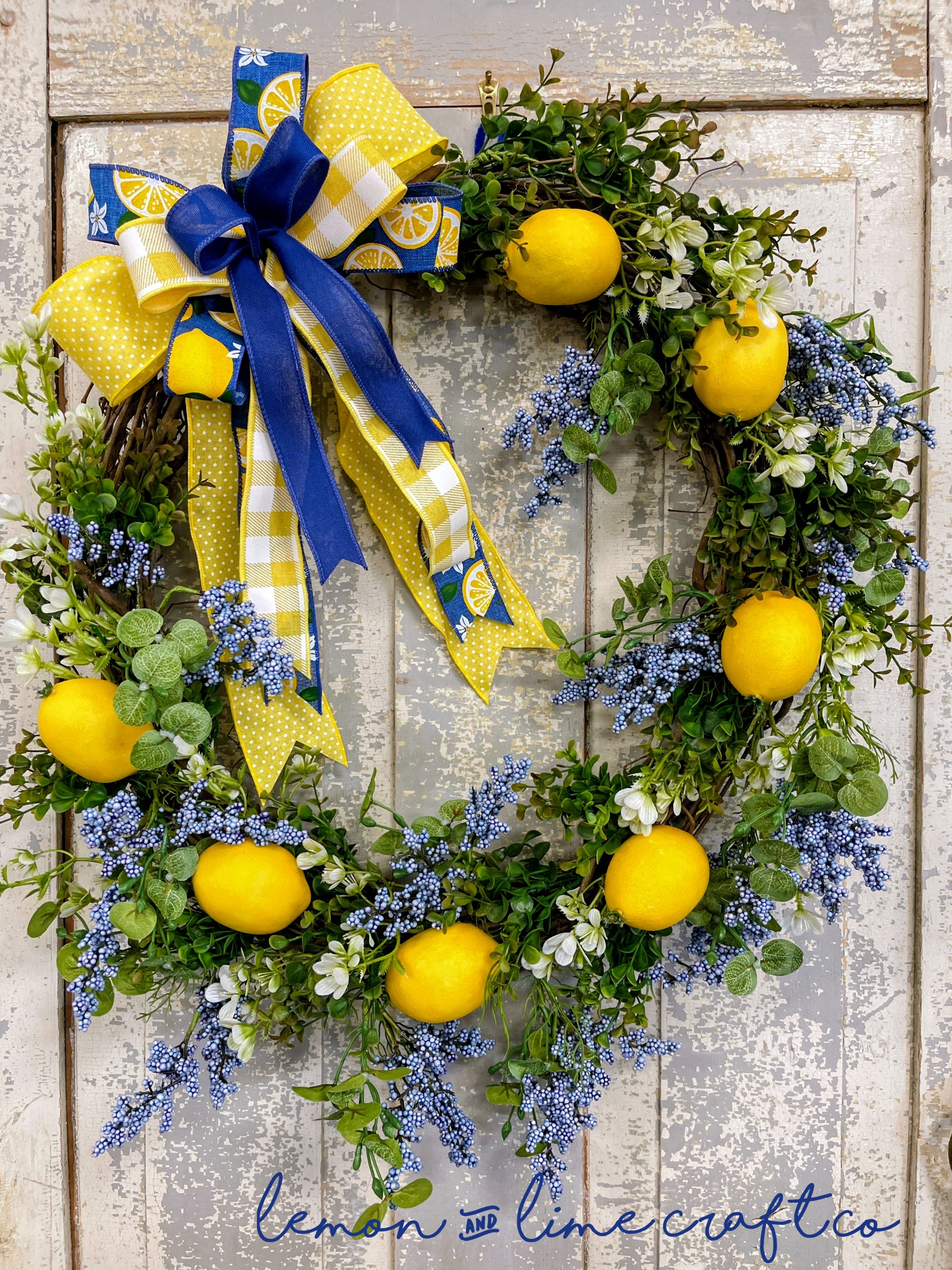 Lemons and Lilacs Spring or Summer Grapevine Wreath