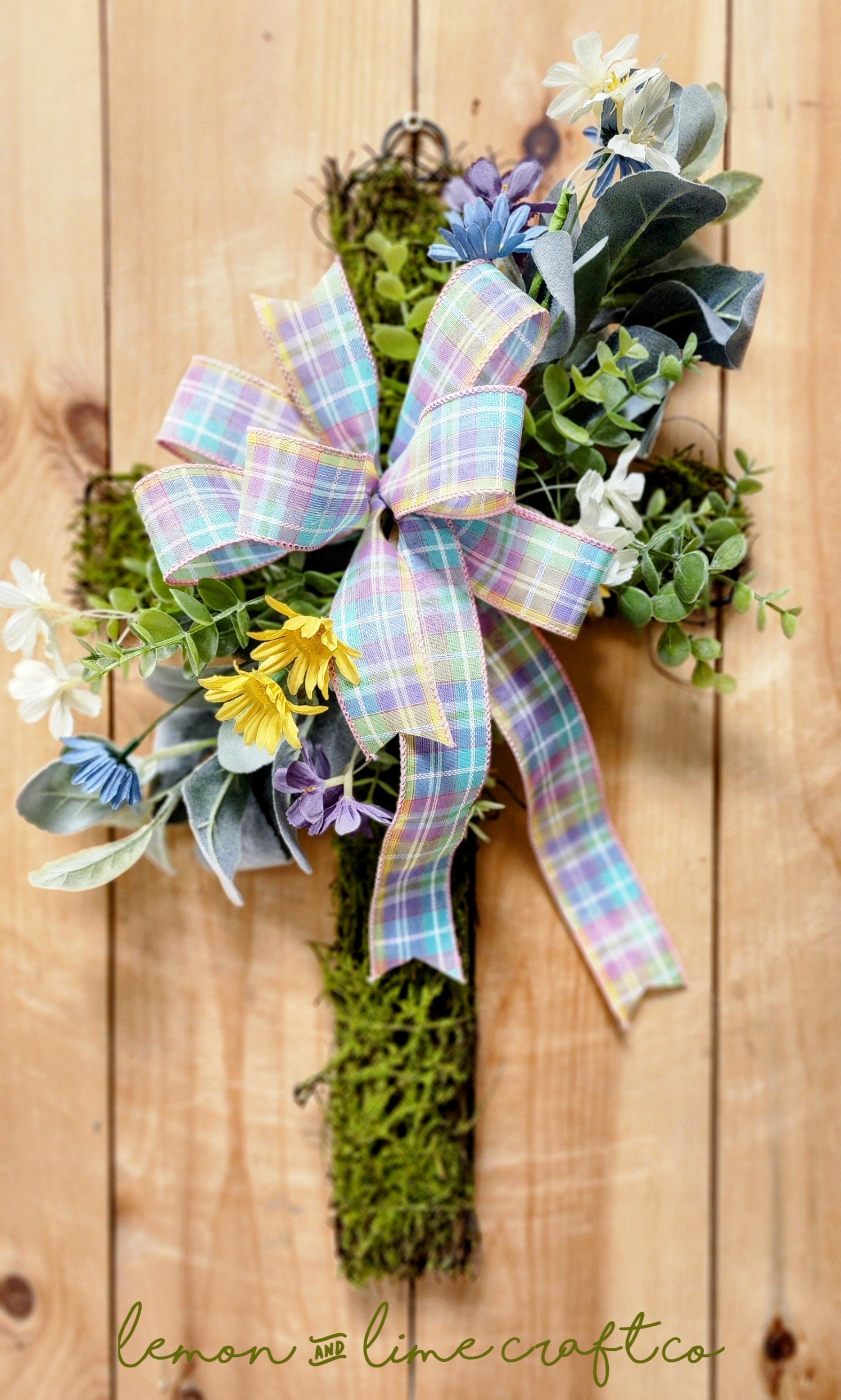 Mossy Easter Cross Doorhanger