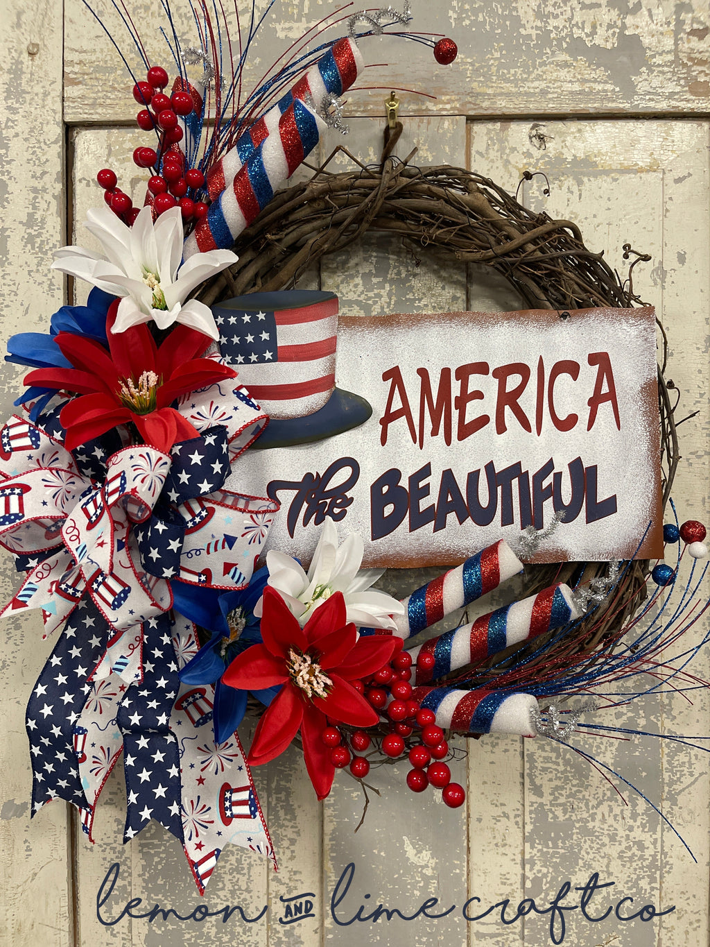 America The Beautiful Patriotic Wreath