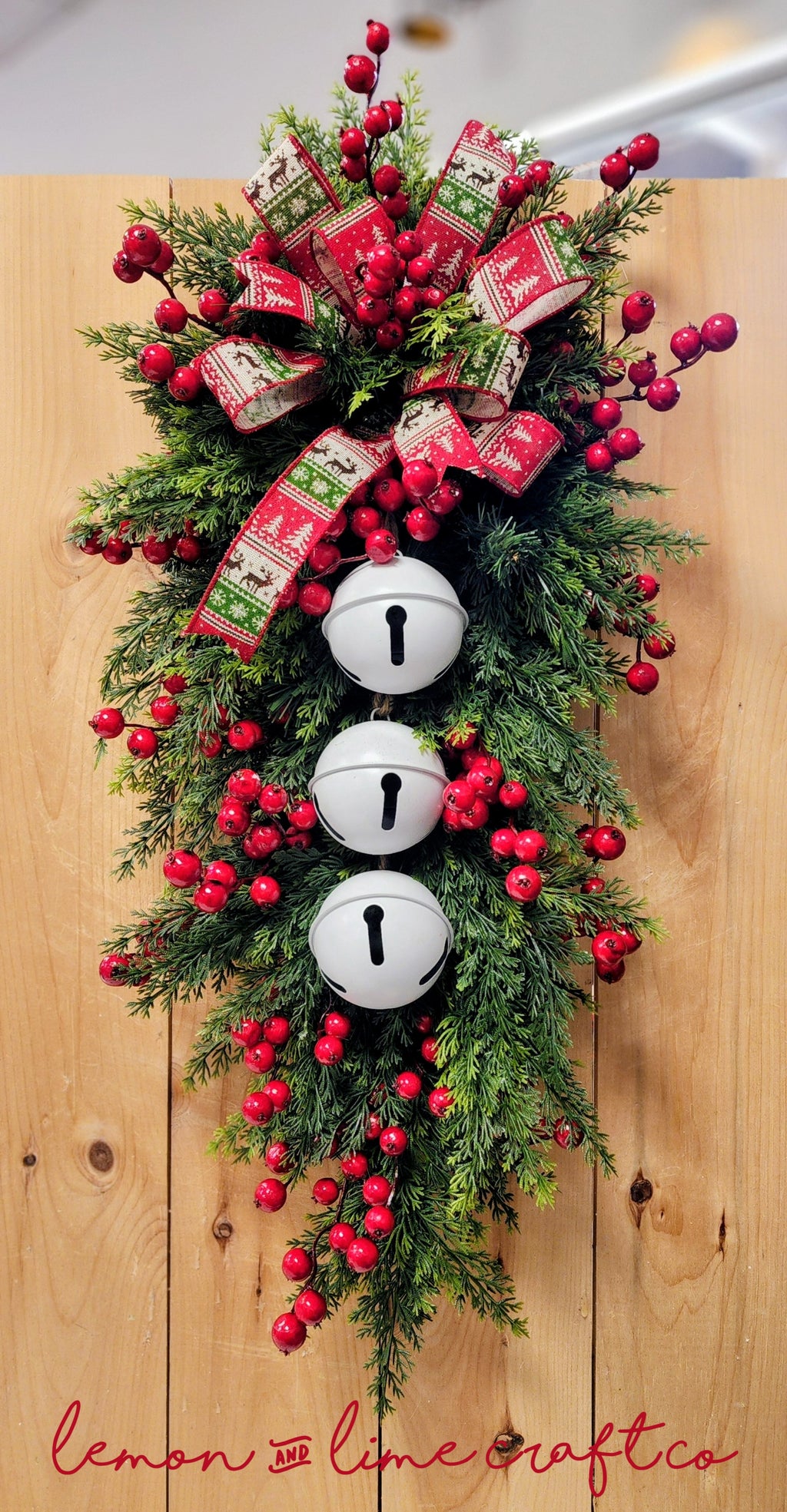 White Winter Bell Cedar Swag