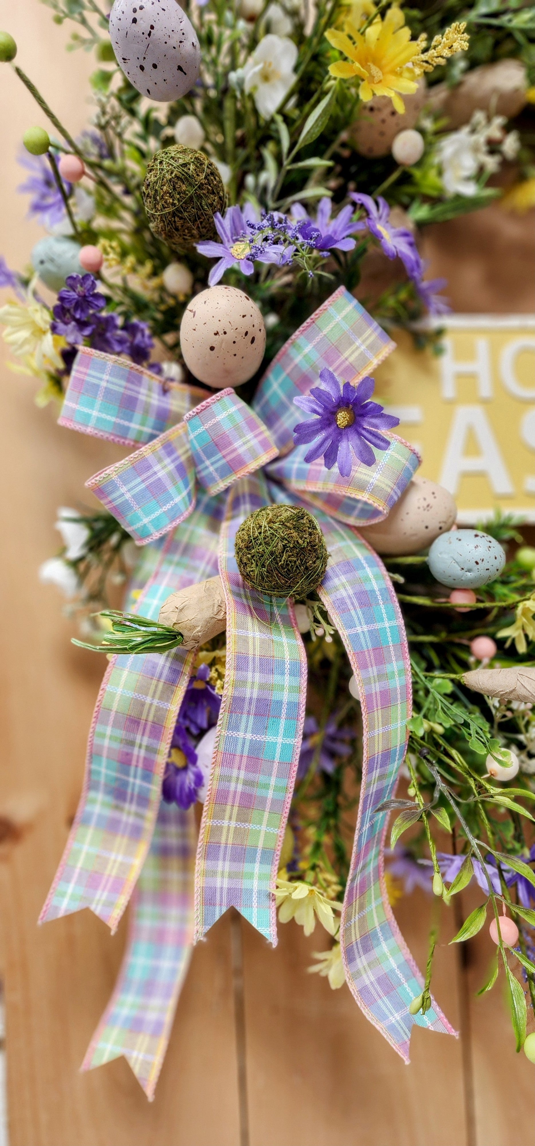 Purple and Yellow Easter Egg Wreath