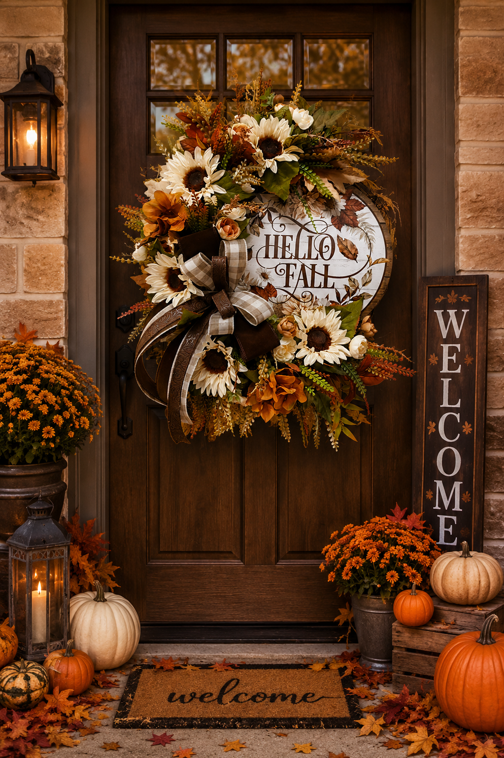 Neutral Fall Floral Grapevine Wreath