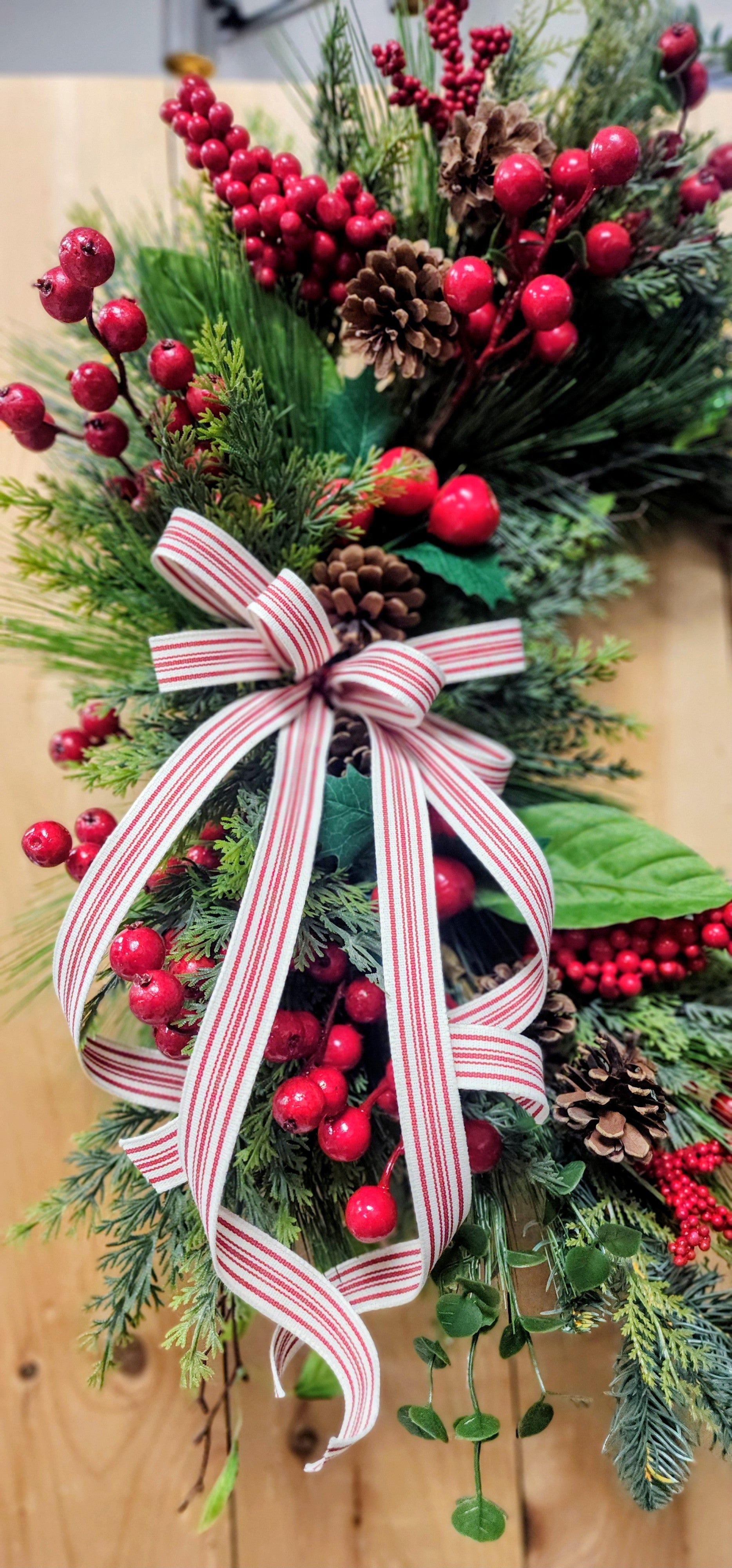 Red Berry Winter Farmhouse Grapevine Wreath