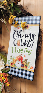 Black and White Plaid Fall Floral Grapevine Wreath with Bow