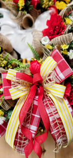 Red and Yellow Floral Farmhouse Wreath