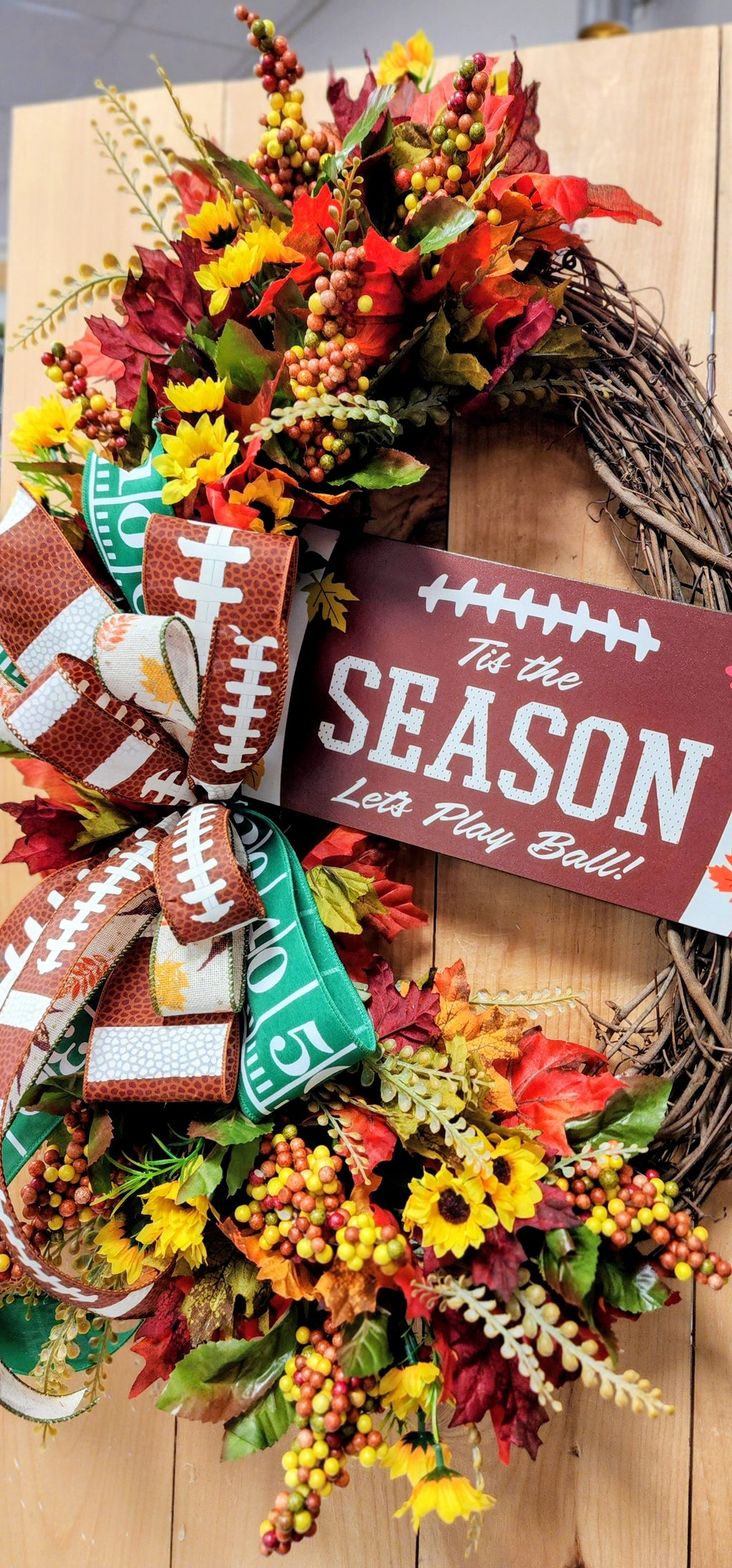 Football Season Fall Grapevine Wreath with Bow