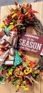 Football Season Fall Grapevine Wreath with Bow