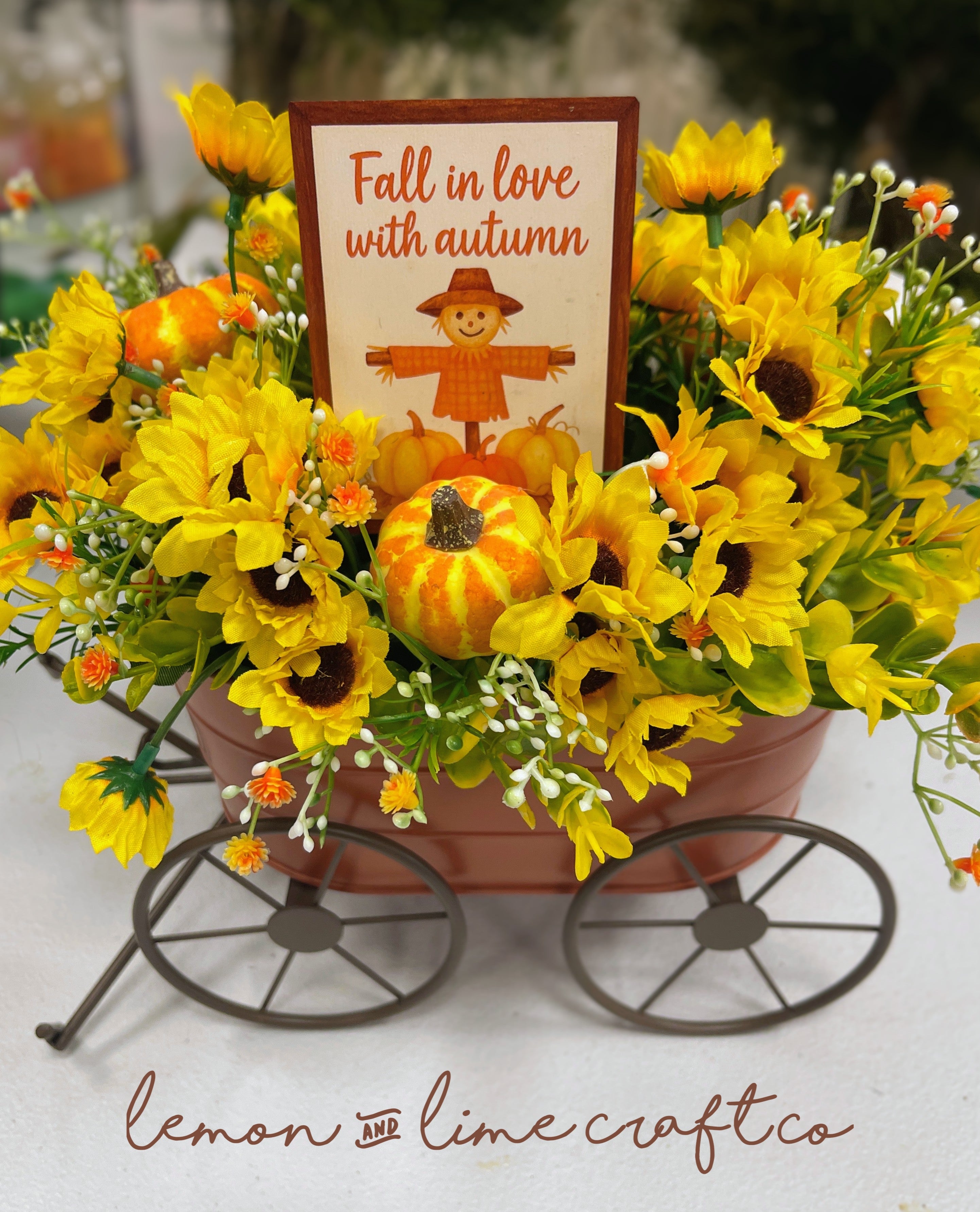 Lil' Orange Wagon Table Sitter Arrangement