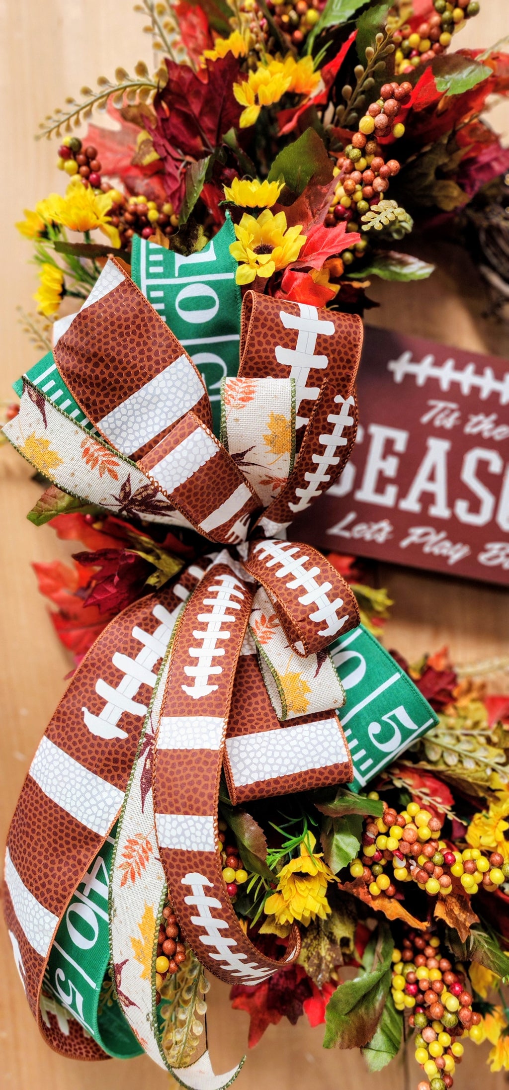 Football Season Fall Grapevine Wreath with Bow