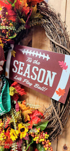 Football Season Fall Grapevine Wreath with Bow