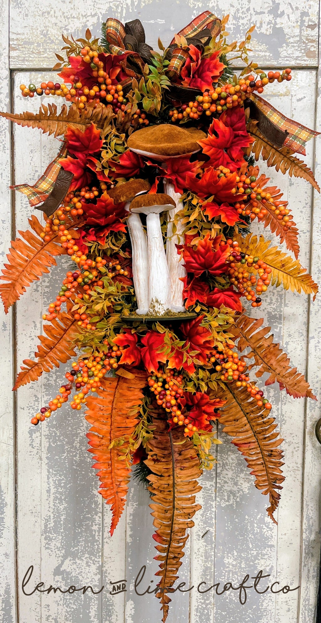 Fall Mushroom Floral Teardrop Spray