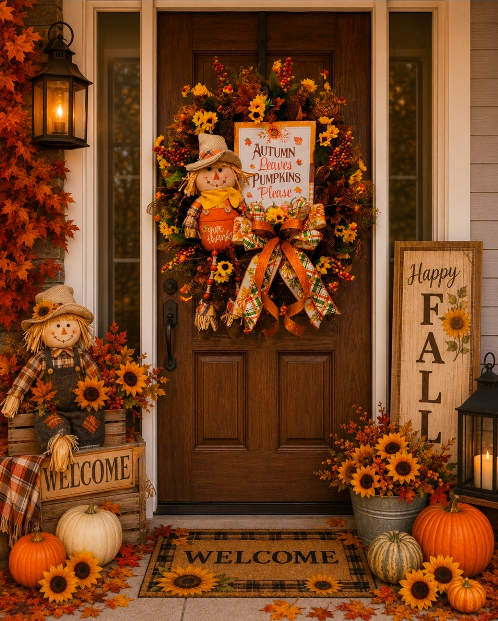 Autumn Pumpkin & Sunflower Wreath