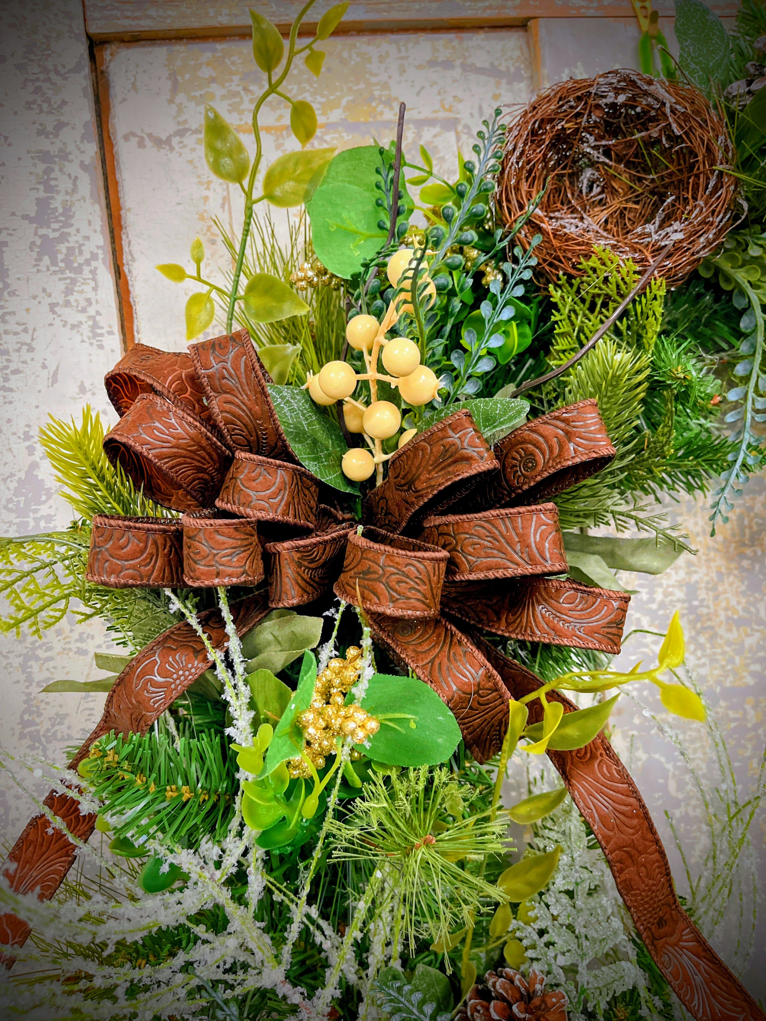 Frosted Greens Square Winter Wreath