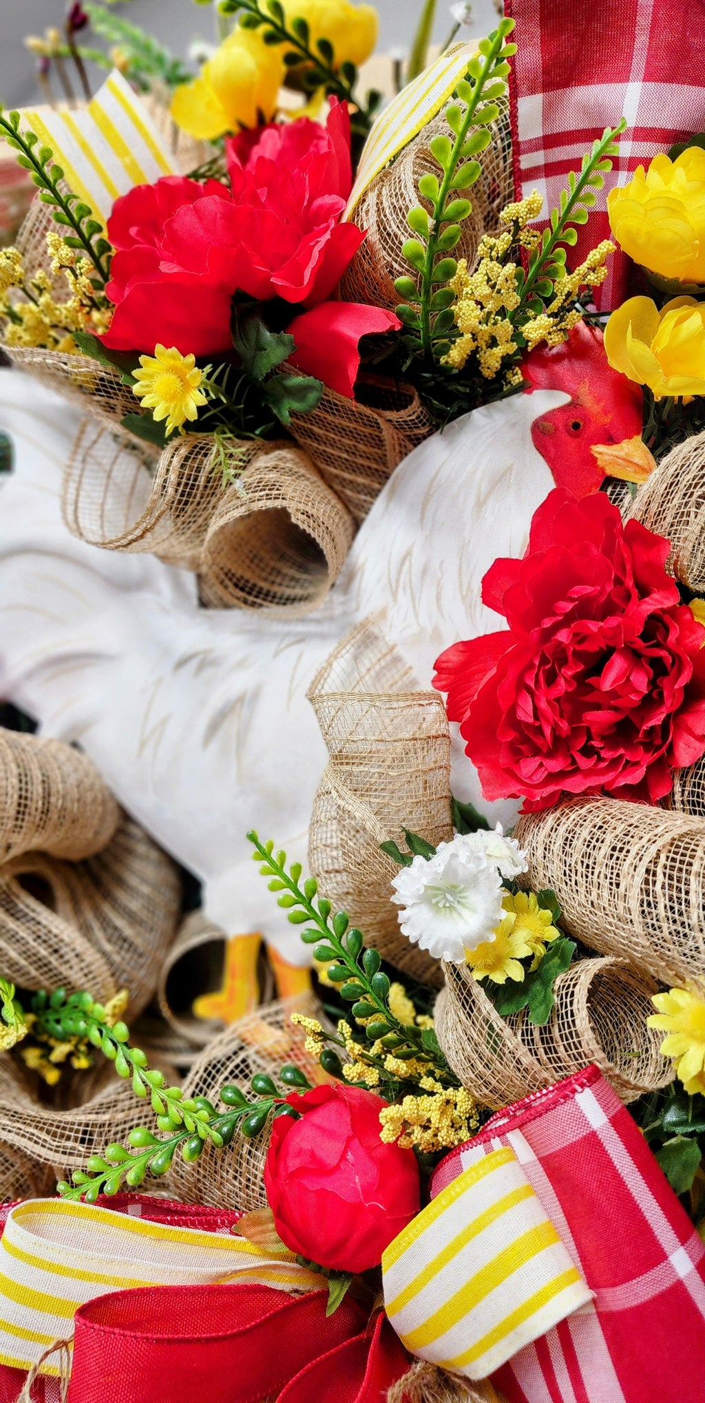 Red and Yellow Floral Farmhouse Wreath