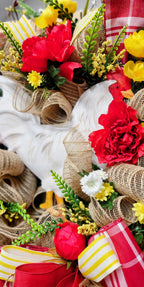 Red and Yellow Floral Farmhouse Wreath