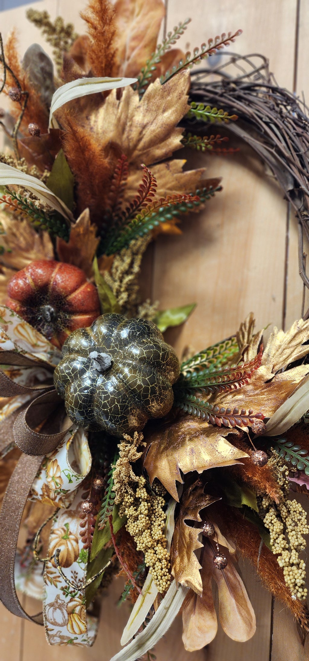 Metallic Fall Grapevine Wreath with Bow