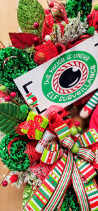 Whimsical Large Elf on Watch Wreath