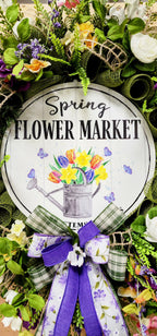 Spring Flower Market Mesh Wreath