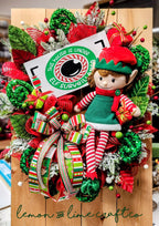 Whimsical Large Elf on Watch Wreath