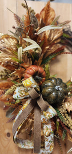 Metallic Fall Grapevine Wreath with Bow