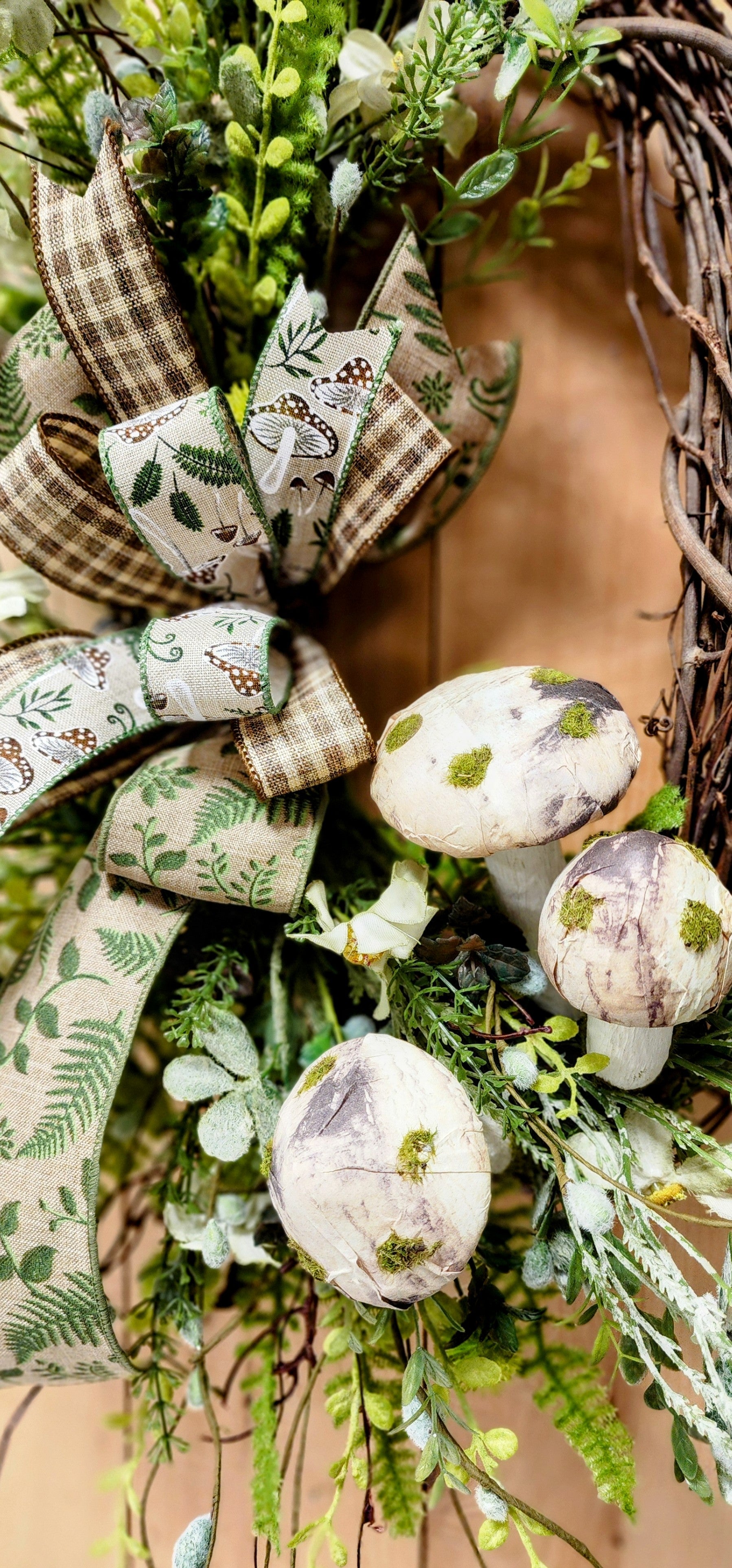 Natural Woodsy Mushroom Grapevine Wreath