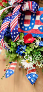 Patriotic Floral and Firework Grapevine Wreath