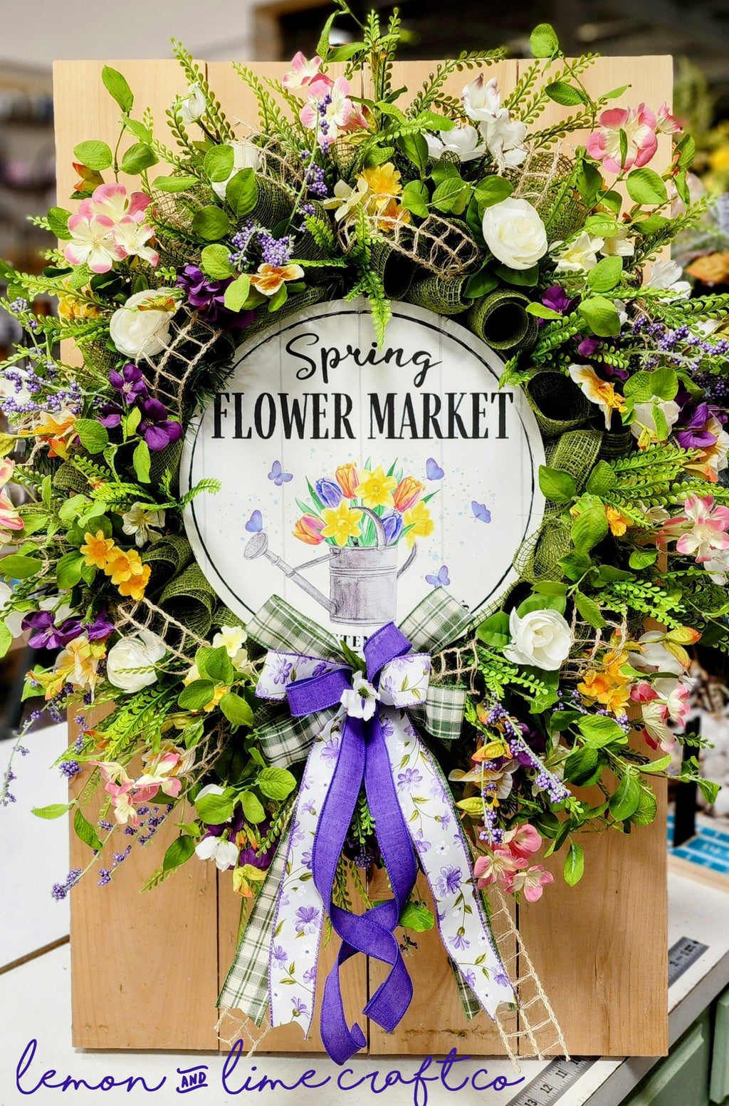 Spring Flower Market Mesh Wreath