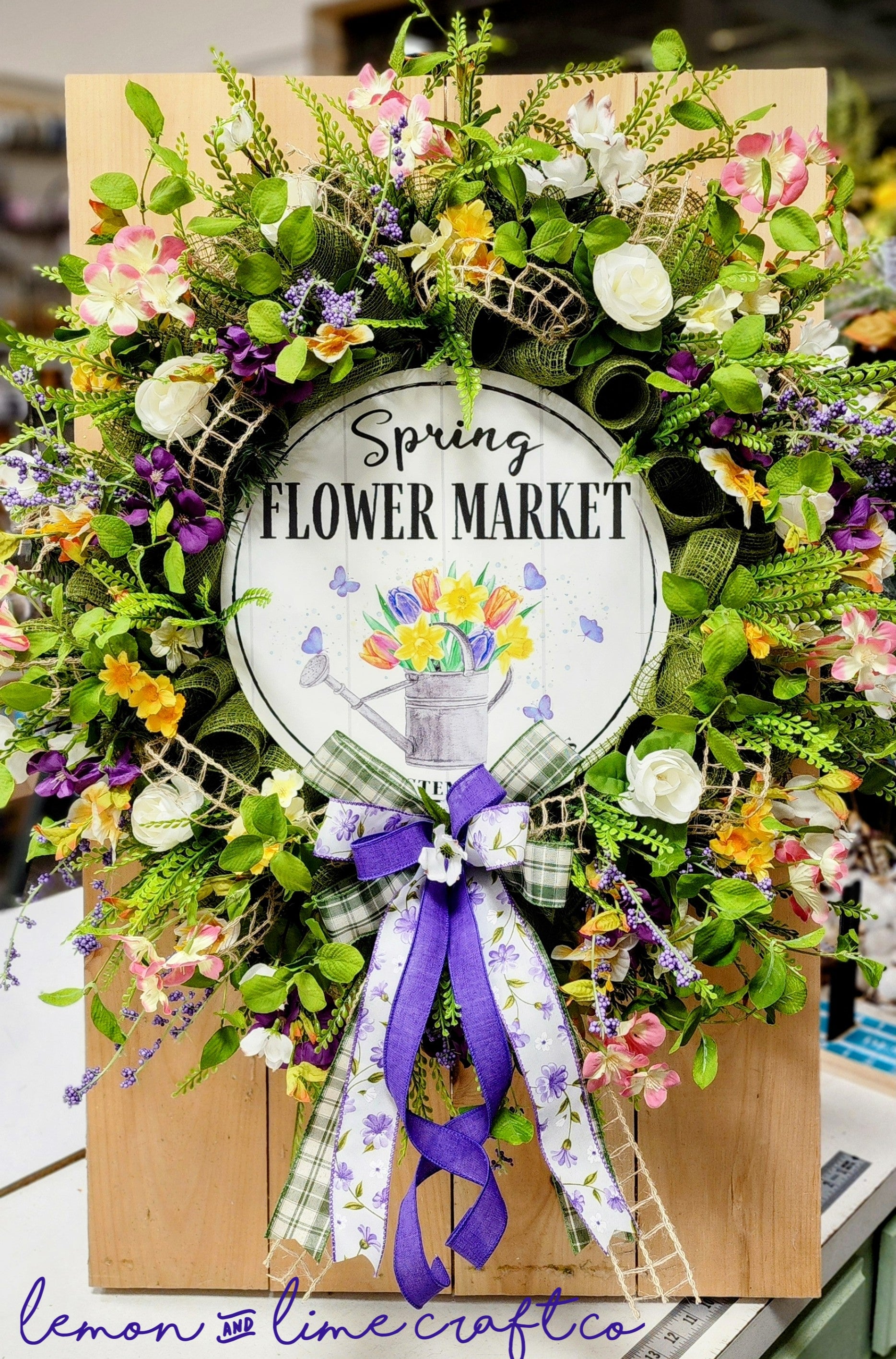 Spring Flower Market Mesh Wreath
