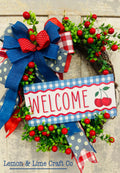 Summer Cherry Wreath with Bow