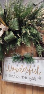 Gold and Green Pine Grapevine Wreath