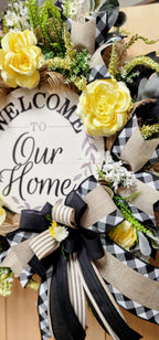 Neutral Yellow Rose Everyday Mesh Wreath