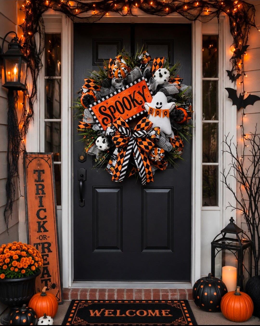 Spooky Ghost Halloween Wreath