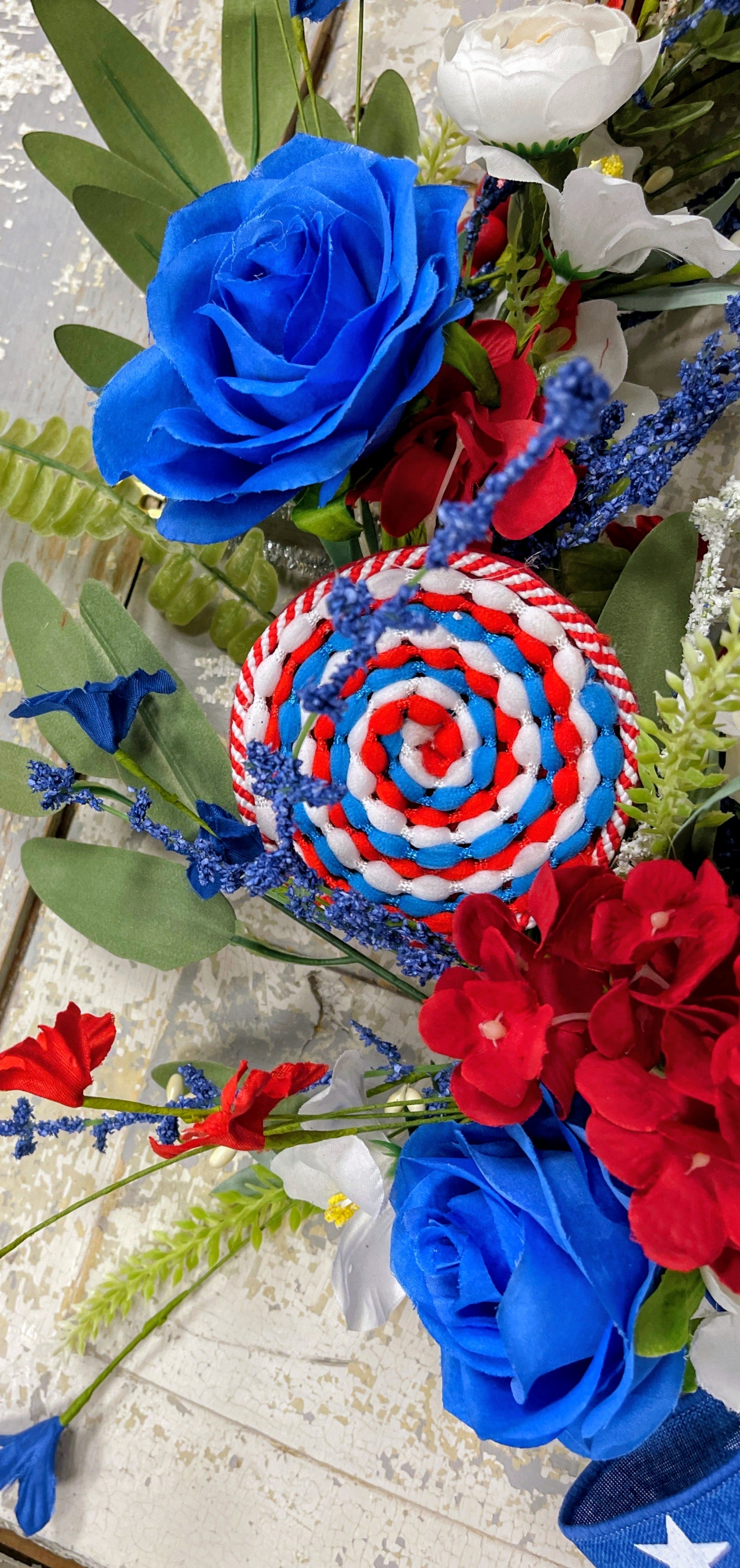 Patriotic Red Beaded Round Wreath