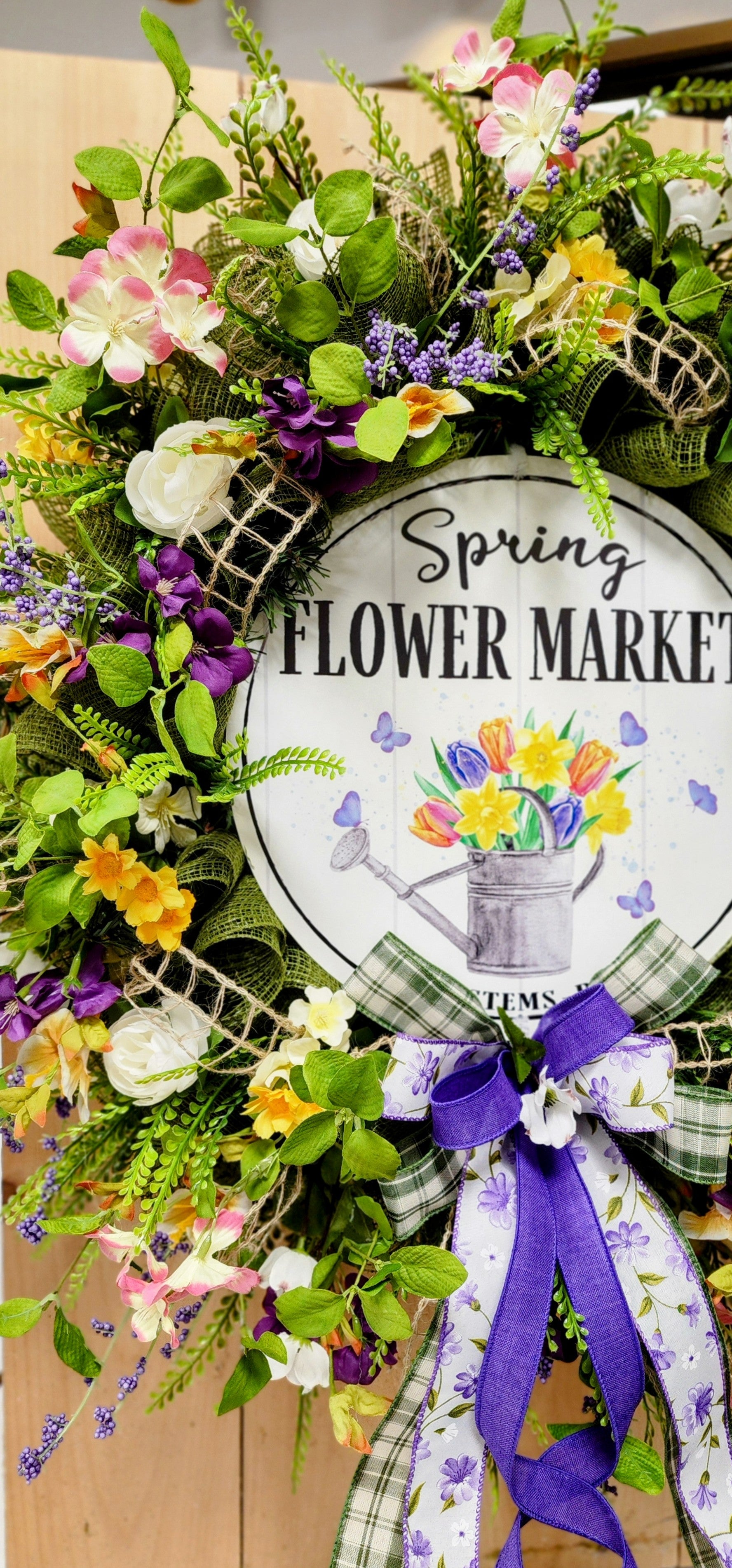 Spring Flower Market Mesh Wreath
