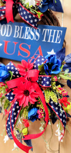 Floral Patriotic Grapevine Wreath
