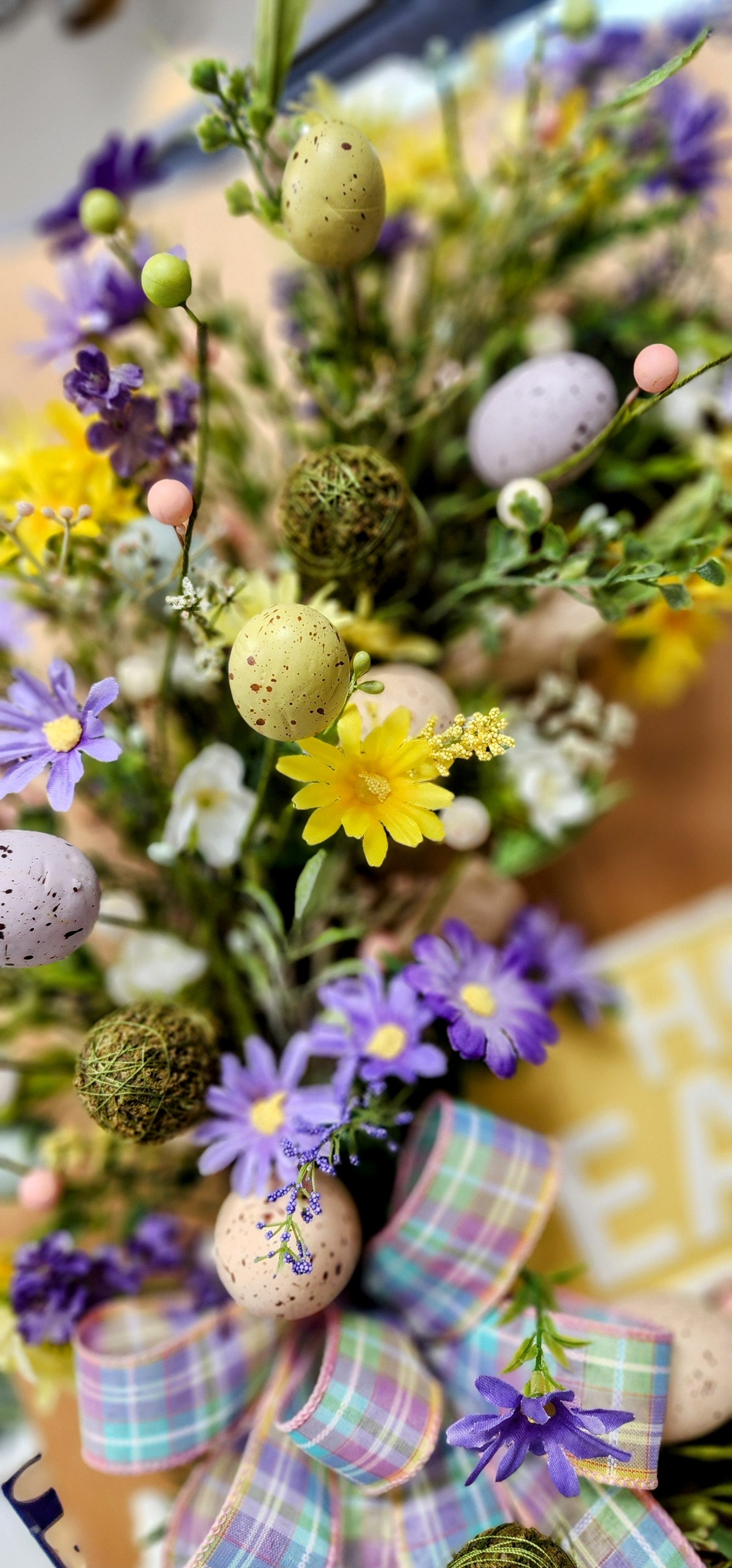 Purple and Yellow Easter Egg Wreath