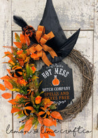 Hot Mess Witch Hat Grapevine Wreath